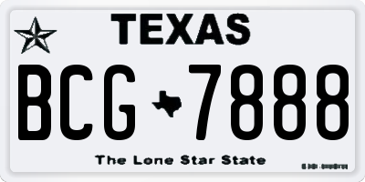 TX license plate BCG7888