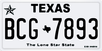 TX license plate BCG7893