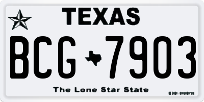 TX license plate BCG7903