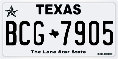 TX license plate BCG7905