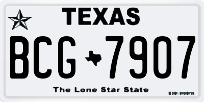 TX license plate BCG7907