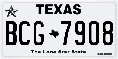 TX license plate BCG7908
