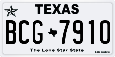 TX license plate BCG7910