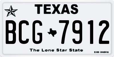 TX license plate BCG7912