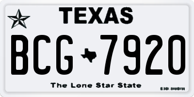 TX license plate BCG7920