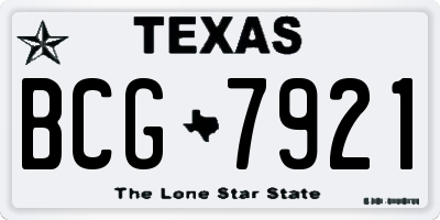 TX license plate BCG7921