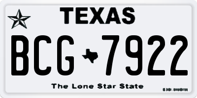 TX license plate BCG7922