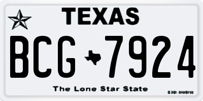 TX license plate BCG7924