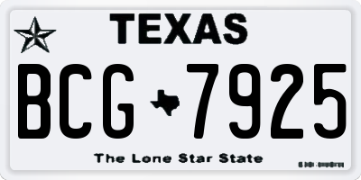 TX license plate BCG7925