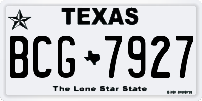 TX license plate BCG7927