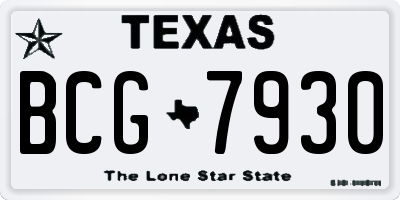 TX license plate BCG7930