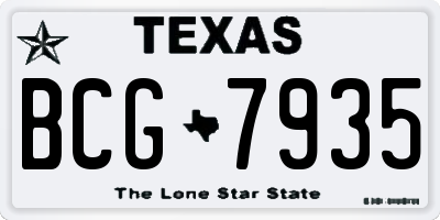 TX license plate BCG7935