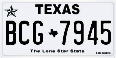 TX license plate BCG7945