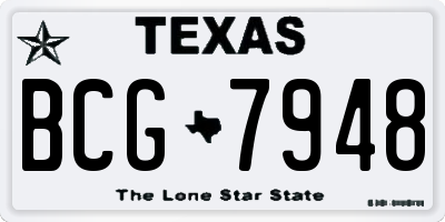TX license plate BCG7948
