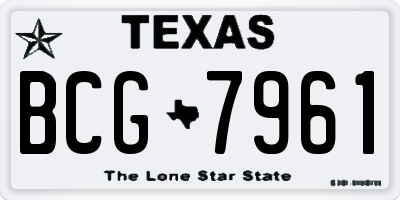 TX license plate BCG7961