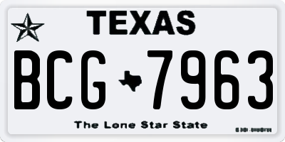 TX license plate BCG7963