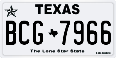 TX license plate BCG7966