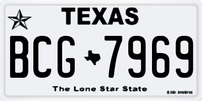 TX license plate BCG7969