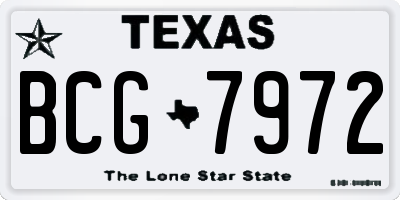 TX license plate BCG7972