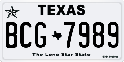 TX license plate BCG7989