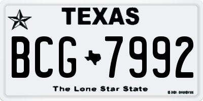 TX license plate BCG7992