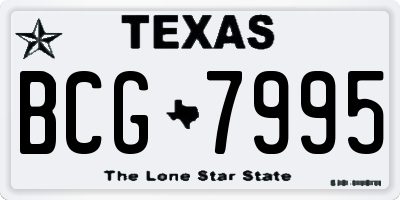 TX license plate BCG7995