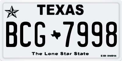 TX license plate BCG7998