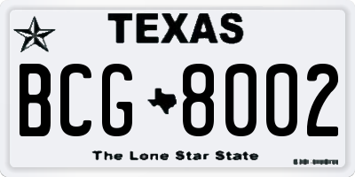 TX license plate BCG8002