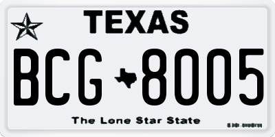 TX license plate BCG8005