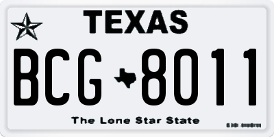 TX license plate BCG8011