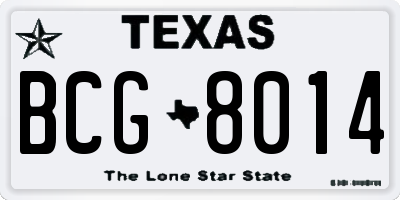 TX license plate BCG8014