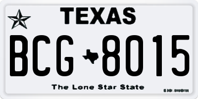 TX license plate BCG8015