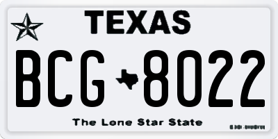 TX license plate BCG8022