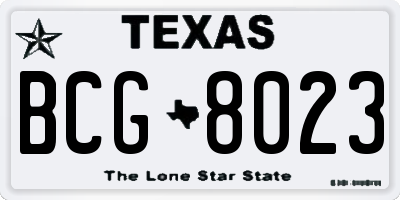 TX license plate BCG8023