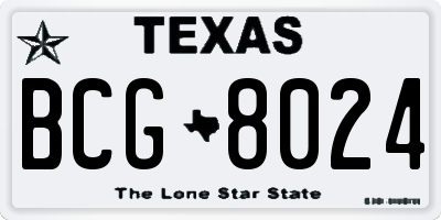 TX license plate BCG8024