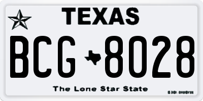 TX license plate BCG8028