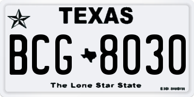 TX license plate BCG8030