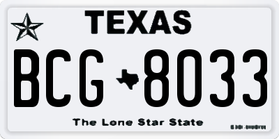 TX license plate BCG8033