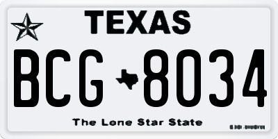 TX license plate BCG8034