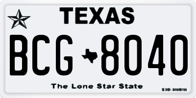 TX license plate BCG8040