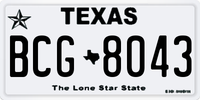 TX license plate BCG8043