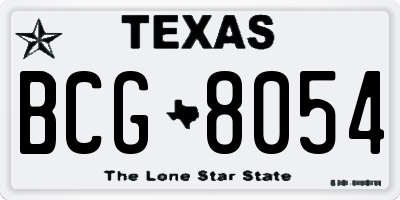 TX license plate BCG8054