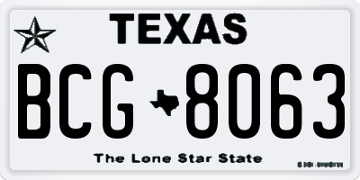 TX license plate BCG8063
