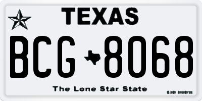 TX license plate BCG8068
