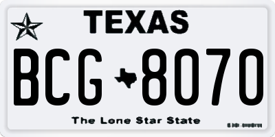 TX license plate BCG8070