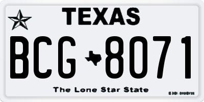 TX license plate BCG8071