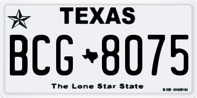 TX license plate BCG8075