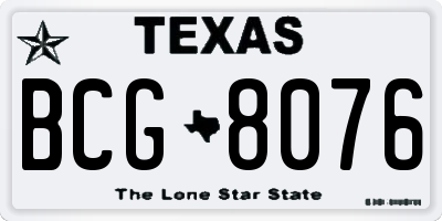 TX license plate BCG8076