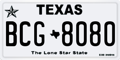 TX license plate BCG8080