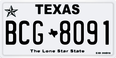 TX license plate BCG8091